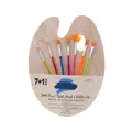 7+1 piece artist paint brush set with wooden palette for oils and watercolors - 7 Nylon Bristle Brushes + Wood Pattern Palette / 7+1 Piece Set