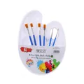 6-piece artist brush and palette set for kids watercolor and acrylic painting - 6 Blue Handle Brushes + Plastic Palette Set / 6+1 Piece Set