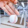 Miniature white baseball keychain featuring realistic red stitching sports bag pendant - 3.5CM White