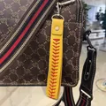Stylish yellow leather baseball stitch keychain strap pendant for bags and purses - Yellow Long Strip