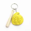 Miniature baseball keychain featuring a yellow leather glove and wooden bat charm - 4.5CM Yellow Glove Long Bat Clasp