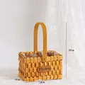Handmade woven wood flower basket with carry handle and Flower tag, size 19x14x28cm - 19cm x 14cm x 28cm / Vertical Woven Rectangular Handheld