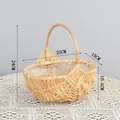 Handmade natural woven wicker basket with handle for flowers and storage, 25x15cm - 25cm x 15cm x 10.5cm (Total H 24cm) / Peeled Classic Willow Small (Wood Chip Style)