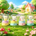 Set of four cute cartoon rabbit crystal balls luminous resin ornaments gift decor - 2608# (lights + Snowflakes)