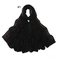 Detail of soft black jersey scarf with elegant gold rhinestone stripes decor - Black