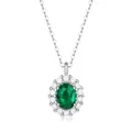 Élégant collier en argent sterling S925 avec pendentif ovale en émeraude de laboratoire - Pendentif Émeraude (6x8mm) (P10740) / Argent 925