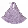 Detail of lavender jersey scarf with sparkling rhinestone edges and soft texture - 24