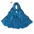Peacock blue jersey cotton scarf with shimmering diamond stone embellishments - 7