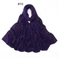 Elastic jersey scarf in deep purple color with parallel gold rhinestone trim decoration - 10