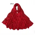 Solid red mercerized cotton jersey scarf with delicate shimmering diamond bead trim - 14