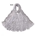 Light gray mercerized cotton jersey scarf featuring elegant six-row diamond rhinestone trim - 20