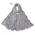 Light gray jersey cotton scarf featuring elegant rhinestone diamond decorations - 21