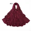 Elastic mercerized cotton jersey hijab with gold rhinestones in deep wine red color - 25