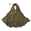 Olive green jersey diamond scarf with mercerized cotton texture and beadwork #27 - 27