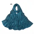 Peacock blue mercerized cotton jersey hijab with vertical sparkling diamond trim - 6