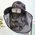 Grey camouflage outdoor sun protection bucket hat with neck and face flap for men fishing - Camo Shawl / Dark Grey Ink