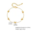 Elegante collana a farfalla in acciaio inossidabile dorato con dimensioni e peso - Braccialetto con cinque farfalle 3D (BR-2535G)