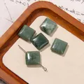 Natural green stone square beads with cloudy texture for DIY jewelry making material - Dark Green Cyan Cloud Texture Square Style (30号)