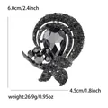 Elegant vintage black teardrop glass brooch pin for women's suits and coats 6cm - Gunmetal