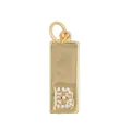 Gold rectangular necklace pendant featuring a micro-pave zircon-encrusted letter B design - Letter B