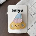 Cute cartoon leather bear hair clip with blue hat and pink cloud detail for girls - Cartoon Dog