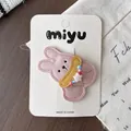 Cute pink faux leather bunny hair clip with star bead detail for girls' hair styling - Pink Rabbit