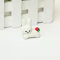 Cute white cartoon rabbit silicone charging cable protector with red berry detail SKU - Rabbit