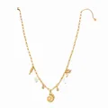 Collar bohemio de acero inoxidable dorado con colgantes de concha palmera y perlas - Estilo Concha