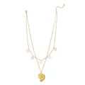Bohemian gold double-layered necklace featuring shell discs and a conch pendant - Double Shell Conch Style