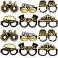 Set di 12 occhiali decorativi in carta nero e oro per Capodanno 2027 accessori foto - Set Grande