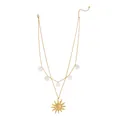 Bohemian gold-plated double-layer necklace with sun pendant and white shell charms - Double Shell Sun Style