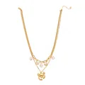 Elegante collar doble dorado con un colgante de cangrejo y cuentas de concha marmoleada finas - Estilo Doble Concha Cangrejo