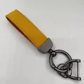 Premium ginger yellow suede leather keychain with gunmetal hardware and D-ring buckle - Yellow + Gunmetal Hardware