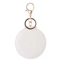 Portachiavi rotondo in ecopelle bianca con moschettone dorato e anello in metallo - Bianco
