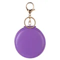 Portachiavi con specchio rotondo pieghevole in PVC viola e dettagli metallici dorati - Viola