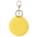 Portable yellow mini round PVC pouch with golden metal keychain clasp and neat stitching - Yellow