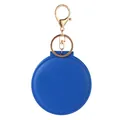 Blue PU leather folding keychain mirror with gold metal clasp on white background - Royal Blue
