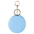 Sky blue portable folding makeup mirror with golden metal keychain and lobster clasp - Sky Blue