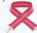 Adjustable wide colorful patterned shoulder strap for bags with gold metal hooks - Woven Pink