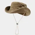 Distressed washed canvas wide-brim outdoor fishing hat in vintage brown finish - One Size / Plain Khaki