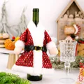 Santa Claus red suit wine bottle cover for festive Christmas holiday table decoration - Sequin Red Velvet Santa Suit Jacket Style