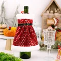 Festive Christmas wine bottle cover in creative red sequin dress design for home decor - Sequin Red Velvet Tube Top Dress Style