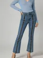Stijlvolle micro-flare jeans voor dames met volledige ritssluiting aan de voorzijde - XS / Blauw