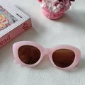 Chic pink jelly Y2K sunglasses for women with trendy oval cat-eye frames - Pink 20-Pink Jelly Oval Cat-eye Style