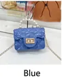 Elegant mini blue quilted jelly bag featuring a pearl handle and gold chain strap - Blue