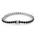 Elegant S925 silver tennis bracelet featuring round-cut black moissanite stones - 2.0mm / 16cm / Black Moissanite