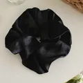Jumbo black satin scrunchie for elegant French style hair buns, silky smooth finish - Oversized / Black (Jacquard Satin)