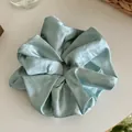 Elegant oversized light blue satin scrunchie with jacquard texture in ballet style - Oversized / Ice Blue (Jacquard Satin)