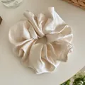 Oversized champagne satin scrunchie with elegant French ballet style pleats - Oversized / Milk White (Jacquard Satin)