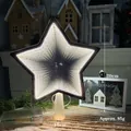 LED infinity mirror star tree topper with 20cm height and 85g weight detail view - 17cm Mirror Tunnel Star Warm Light